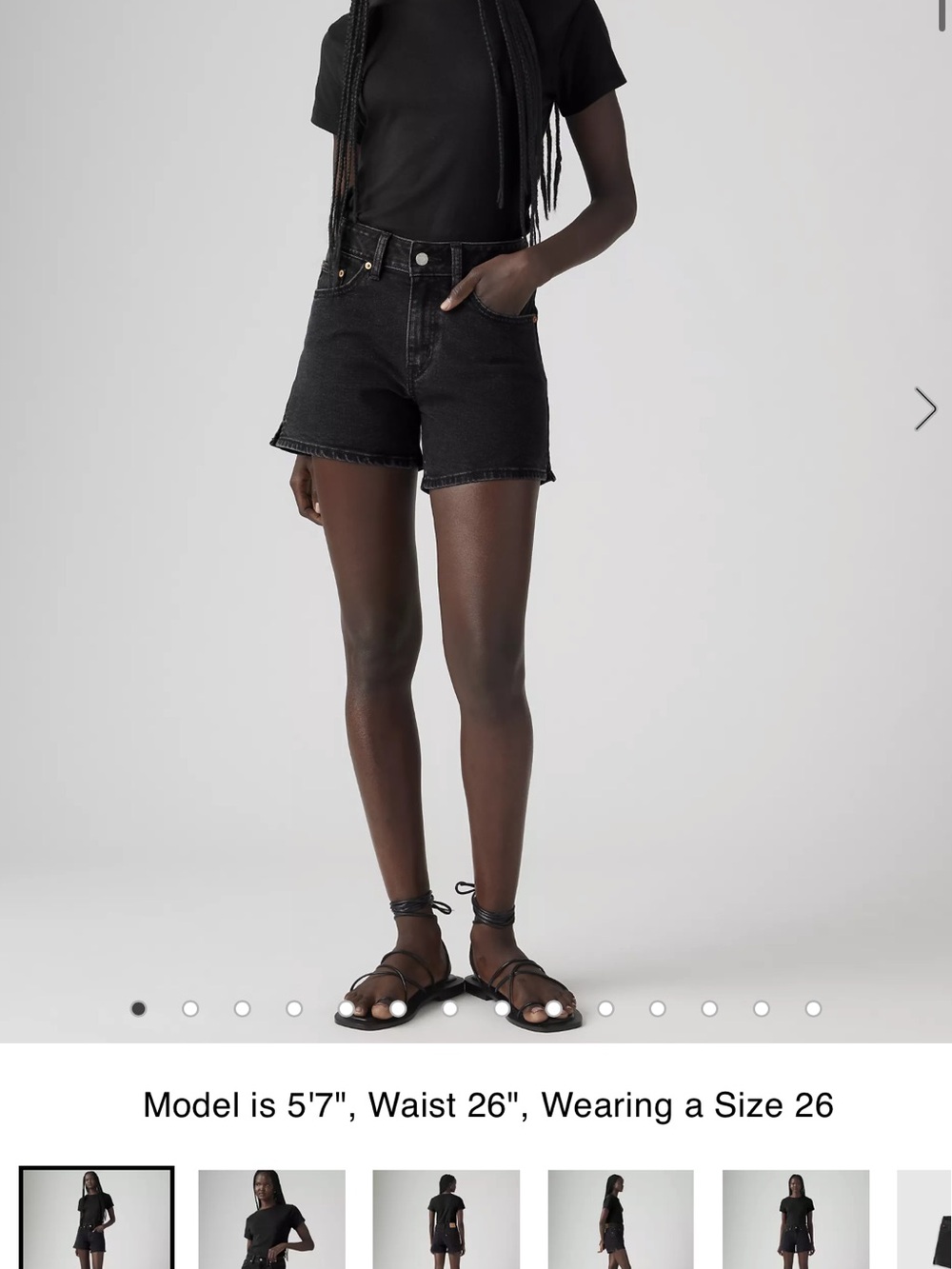 Levi's Black High-Rise Denim Shorts with Raw Hem